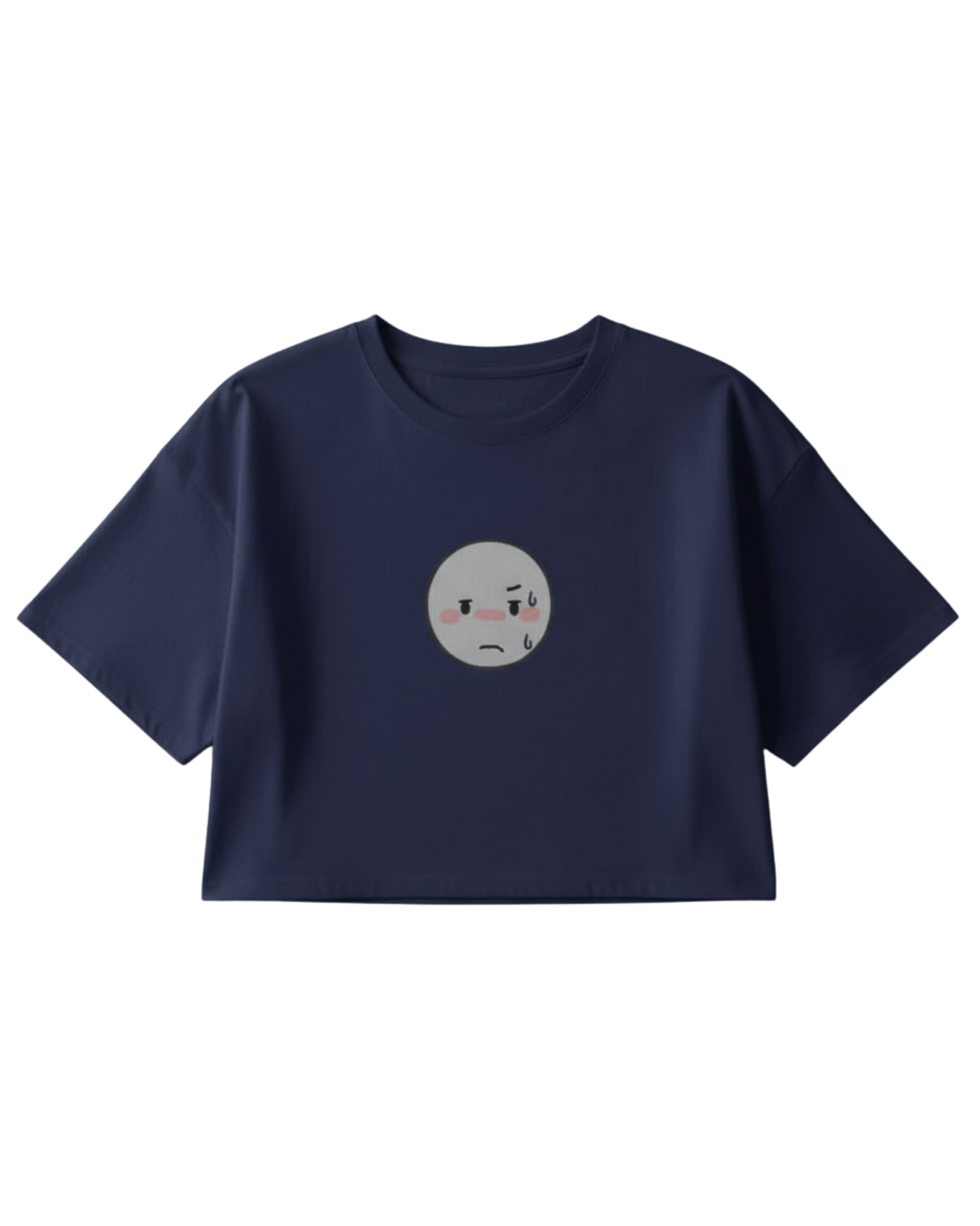 Annoyed Smiley Crop Top cotton fabric heavyweight fabric detail view by HAViT Apparel