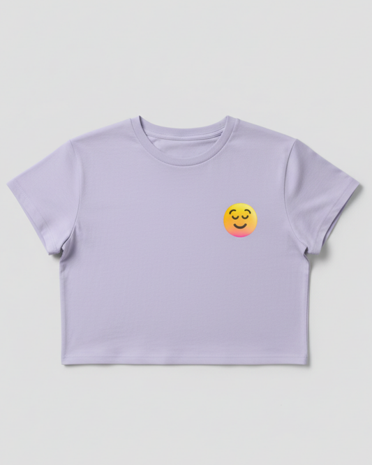 Classic Smiley Crop Top cotton fabric heavyweight fabric detail view by HAViT Apparel