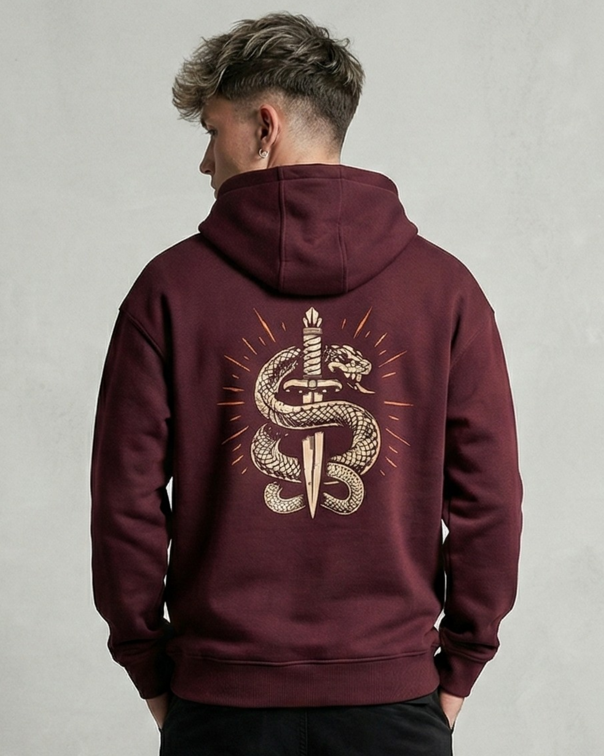 Dagger & Dragon- Oversized Hoodie sweatshirt oversized fit cotton fabric heavyweight fabric detail view by HAViT Apparel