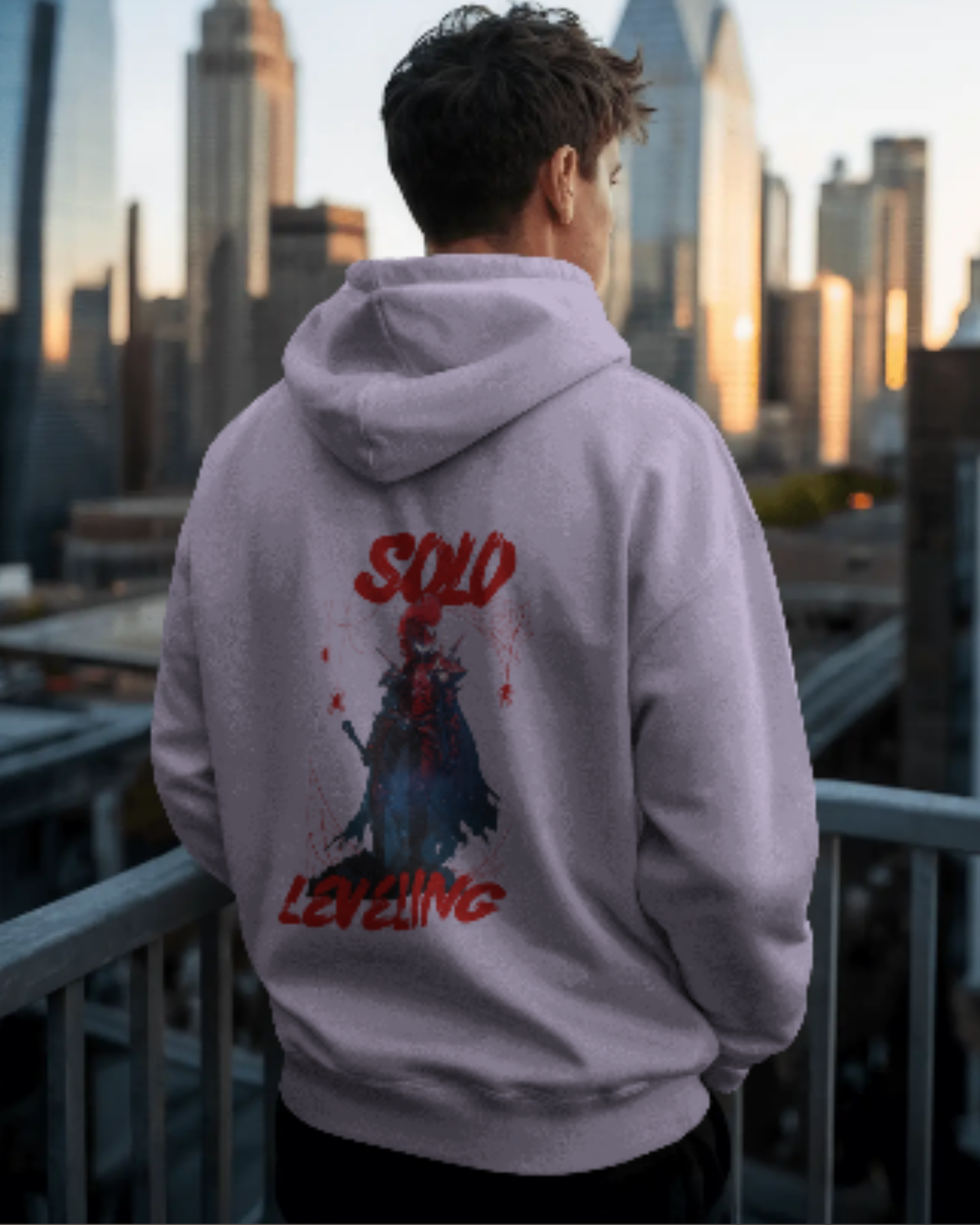 Anime Oversized Hoodie hoodie oversized fit cotton fabric heavyweight fabric printed design anime inspired design detail view by HAViT Apparel