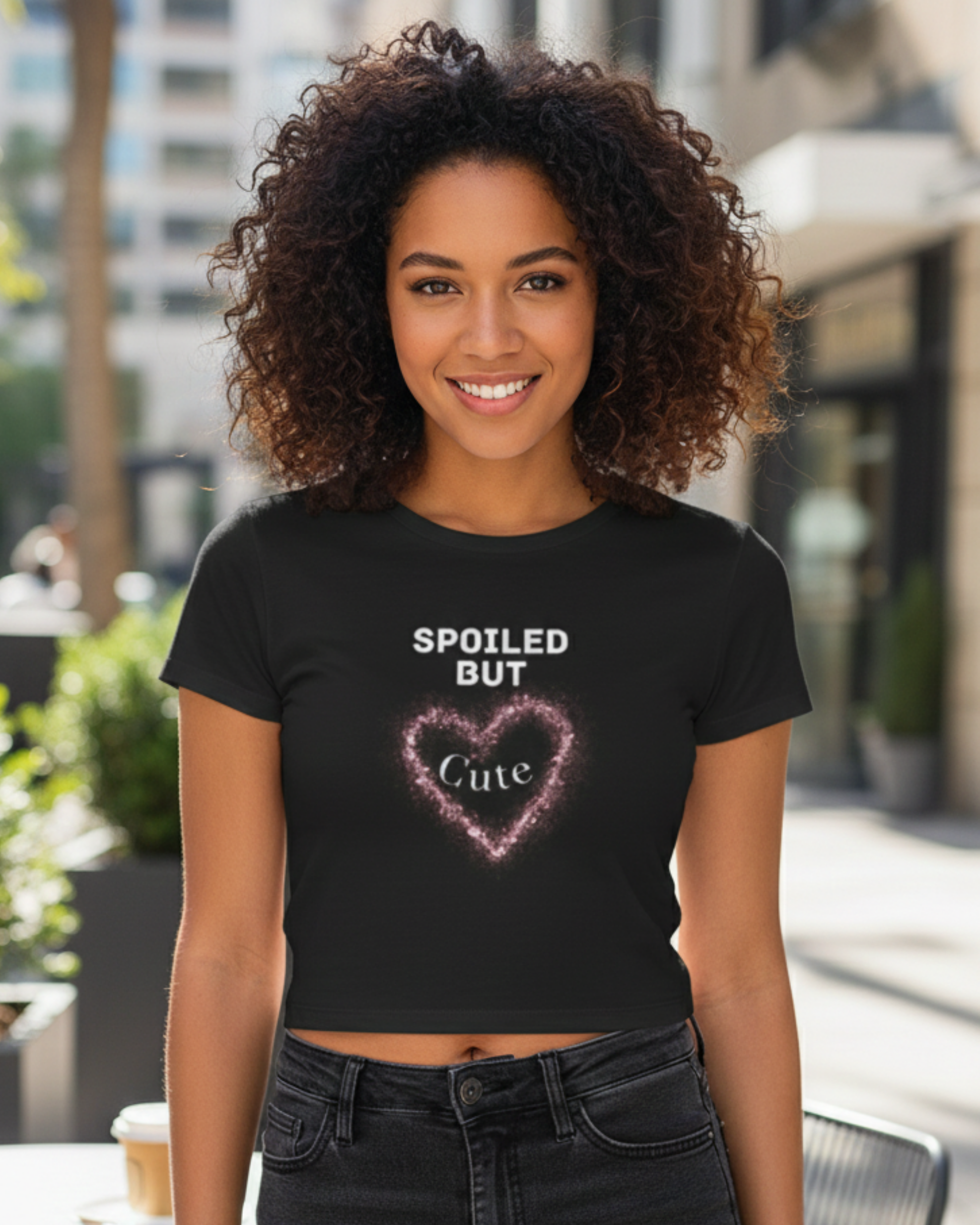 Spoiled But Cute Baby Tee cotton fabric heavyweight fabric detail view by HAViT Apparel