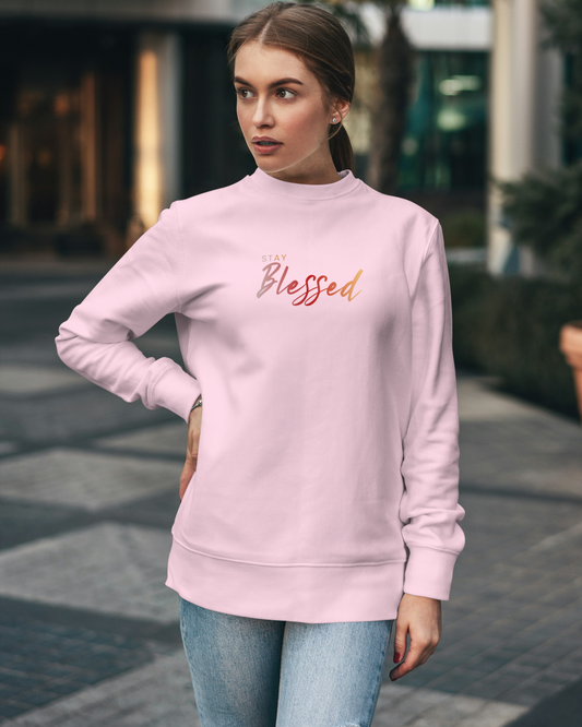 Blessed Vibes Sweatshirt sweatshirt regular fit cotton fabric heavyweight fabric detail view by HAViT Apparel