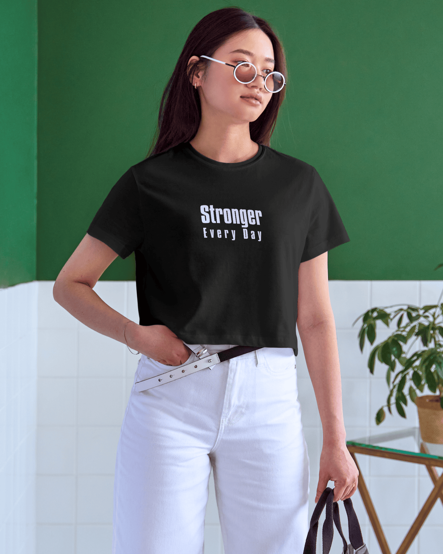 Stronger Everyday Crop Top cotton fabric heavyweight fabric detail view by HAViT Apparel