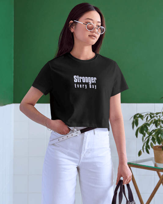 Stronger Everyday Crop Top cotton fabric heavyweight fabric detail view by HAViT Apparel