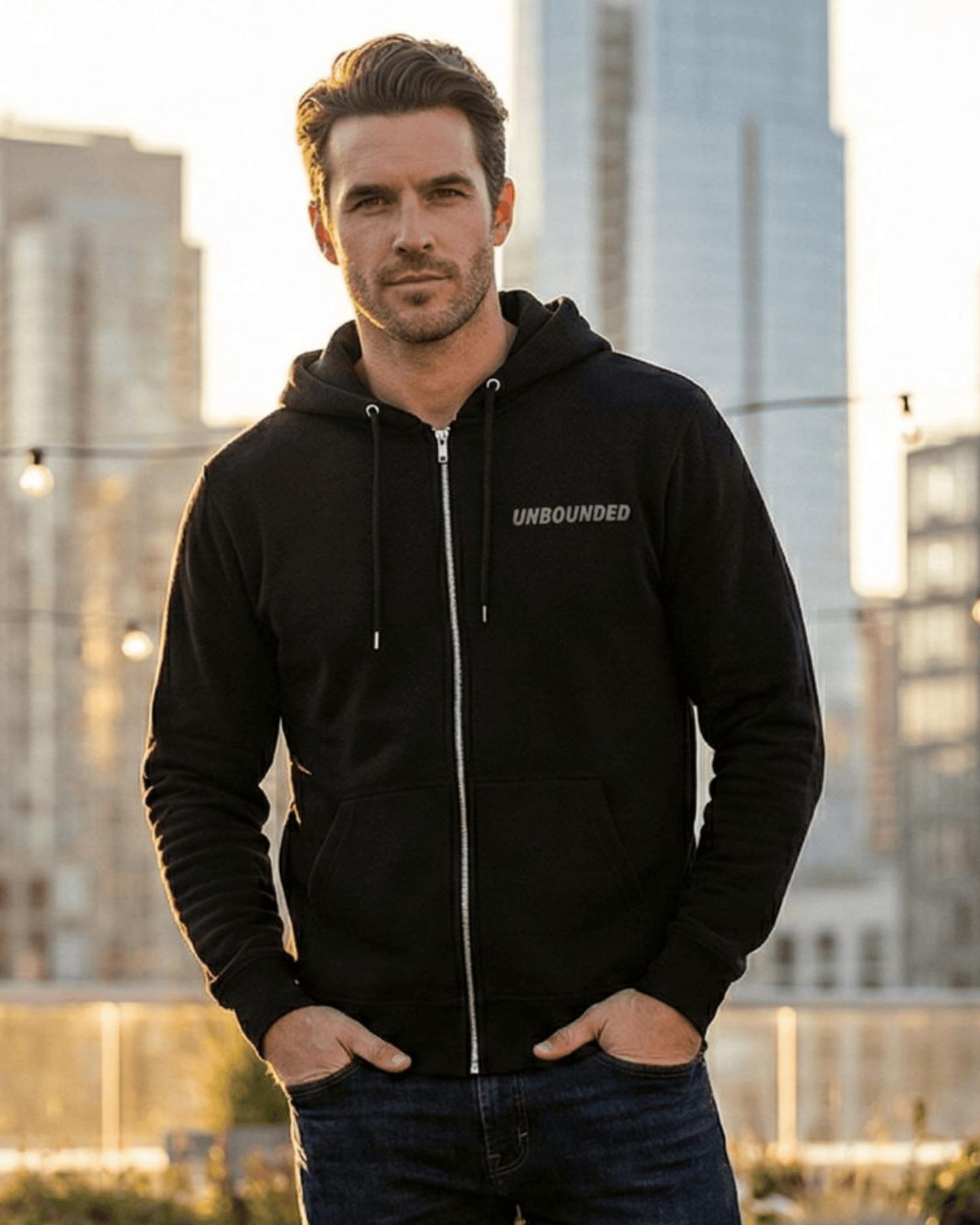 Classic Zip Hoodie – 400 GSM Cotton Blend regular fit cotton fabric heavyweight fabric detail view by HAViT Apparel