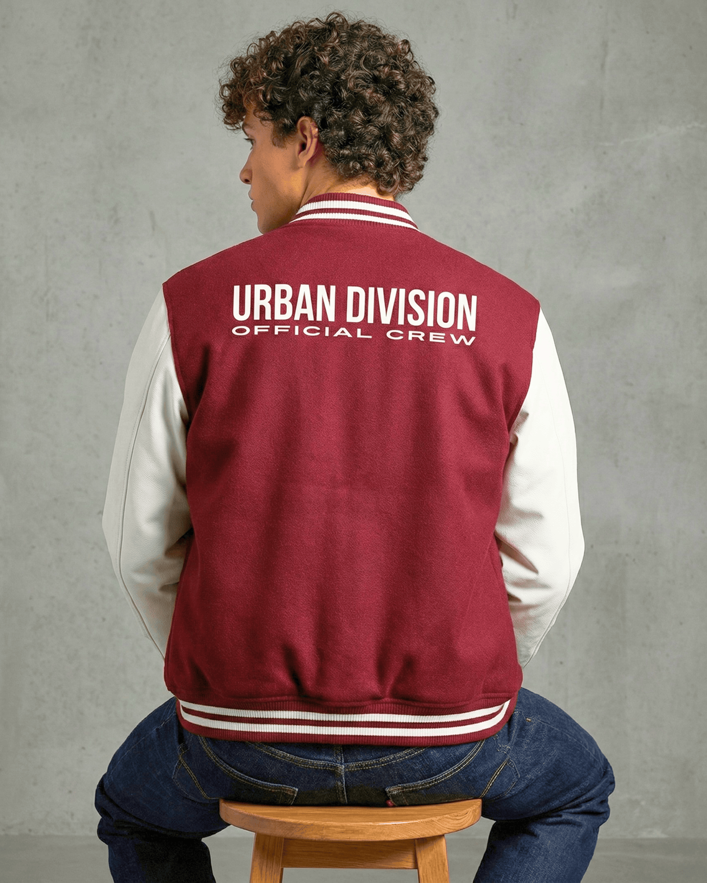 Urban Crew Streetwear Varsity Jacket jacket cotton fabric heavyweight fabric detail view by HAViT Apparel