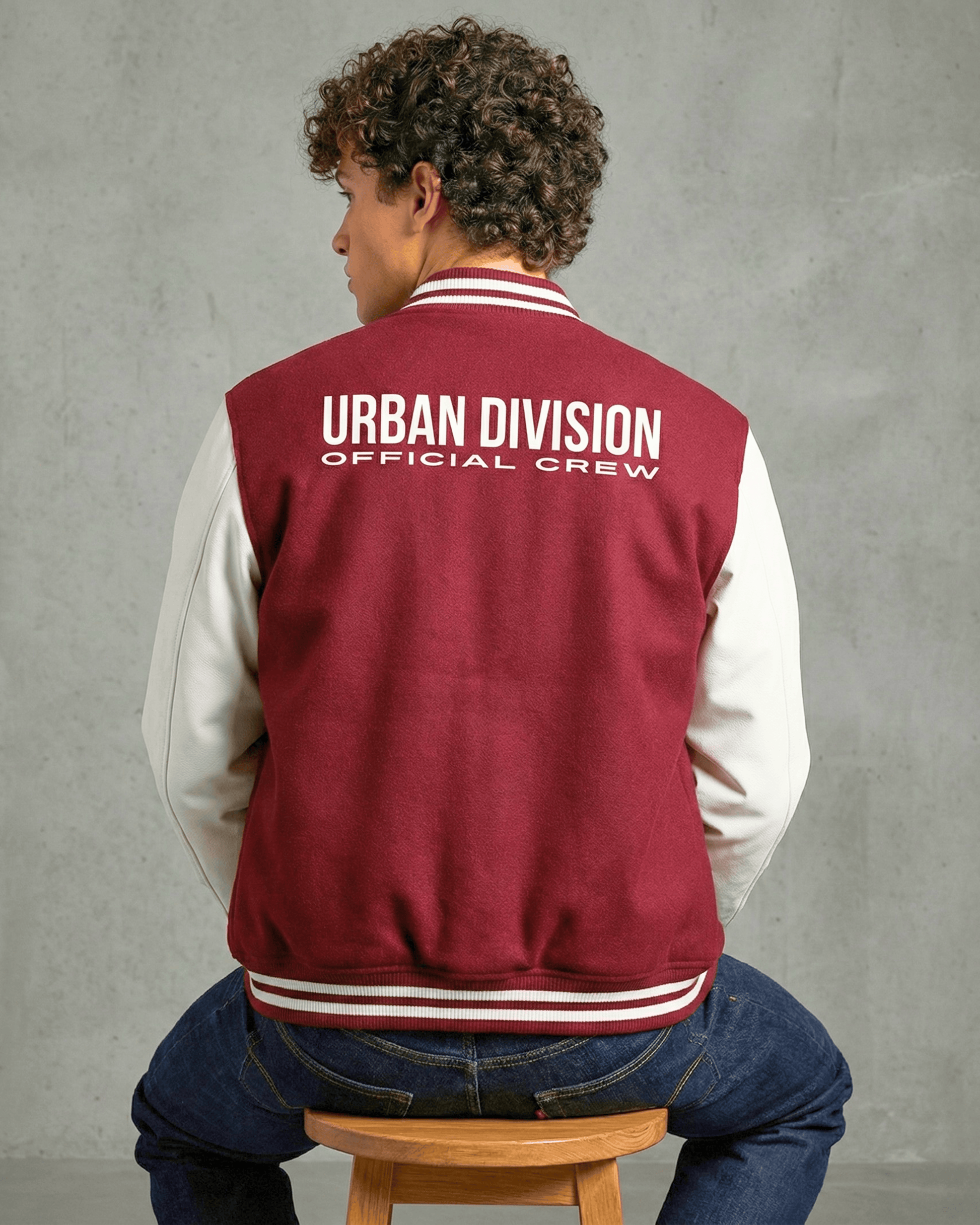 Urban Crew Streetwear Varsity Jacket jacket cotton fabric heavyweight fabric detail view by HAViT Apparel