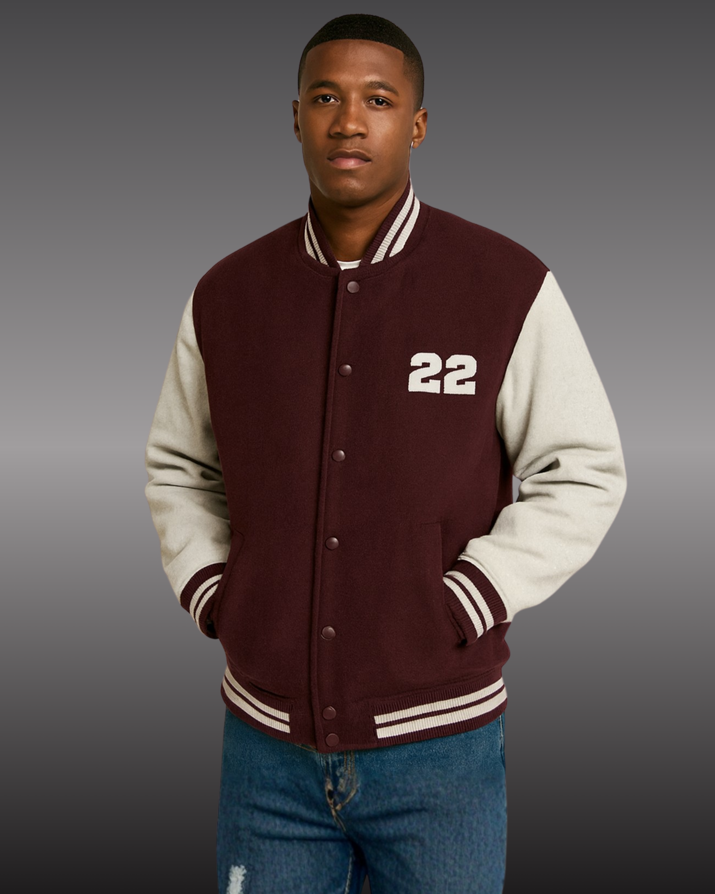 Varsity 22 Champion Series Jacket jacket cotton fabric heavyweight fabric detail view by HAViT Apparel