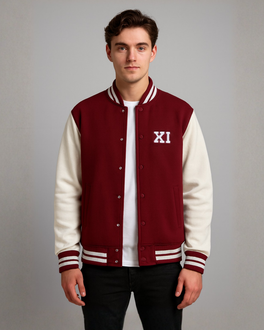 XI Elite Sport Series Varsity Jacket jacket cotton fabric heavyweight fabric detail view by HAViT Apparel