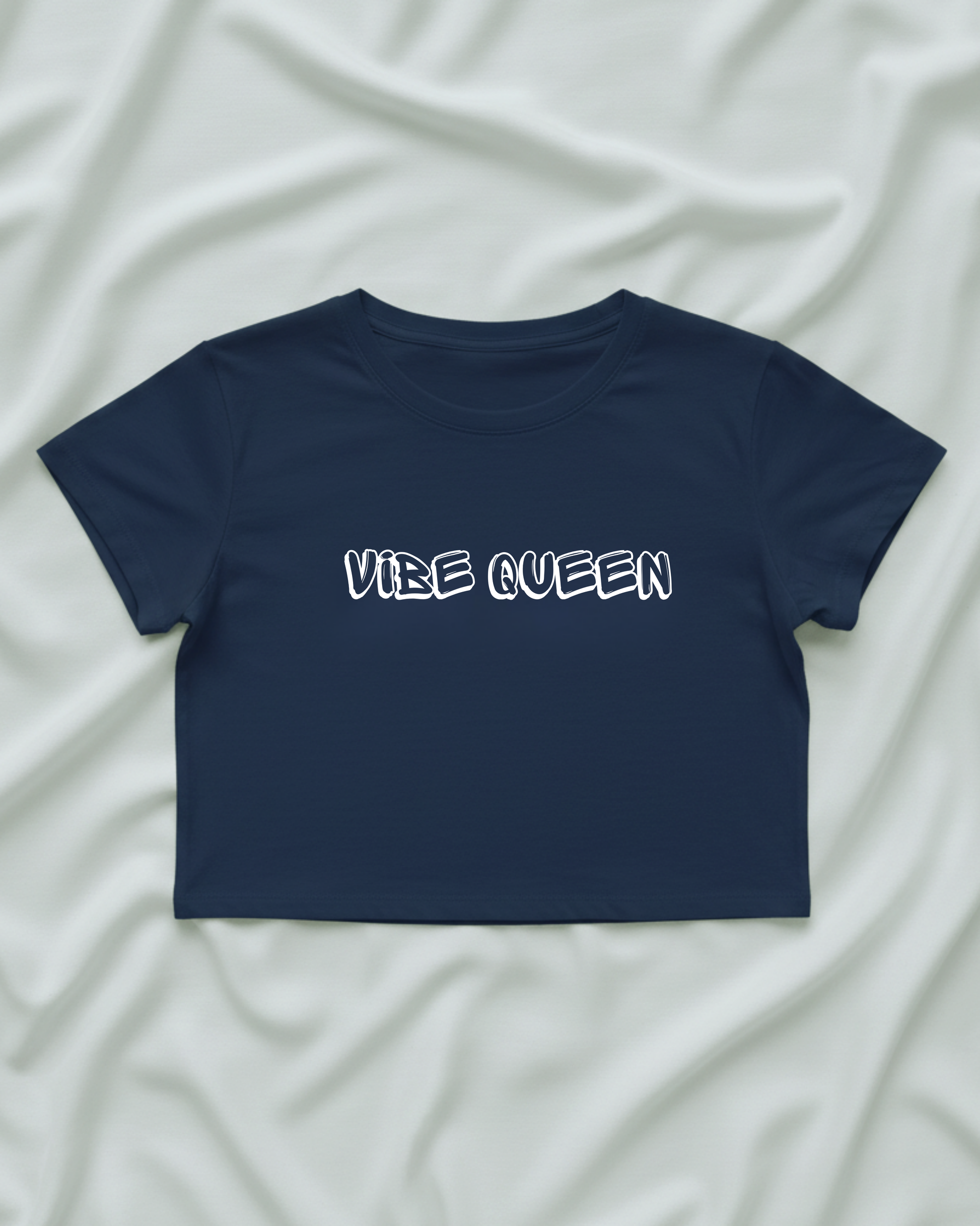 Vibe Queen Crop Top cotton fabric heavyweight fabric detail view by HAViT Apparel