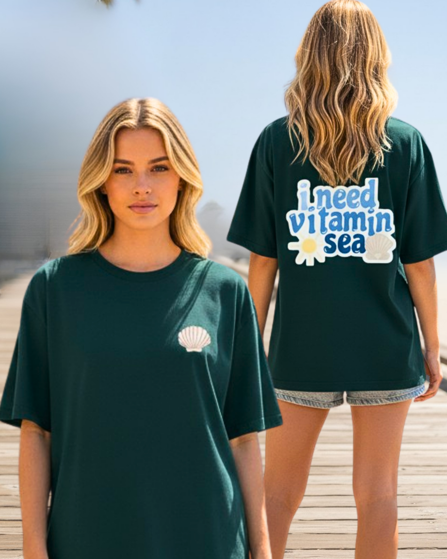 Coastal Mood Oversized Cotton T-Shirt t-shirt oversized fit cotton fabric heavyweight fabric printed design detail view by HAViT Apparel
