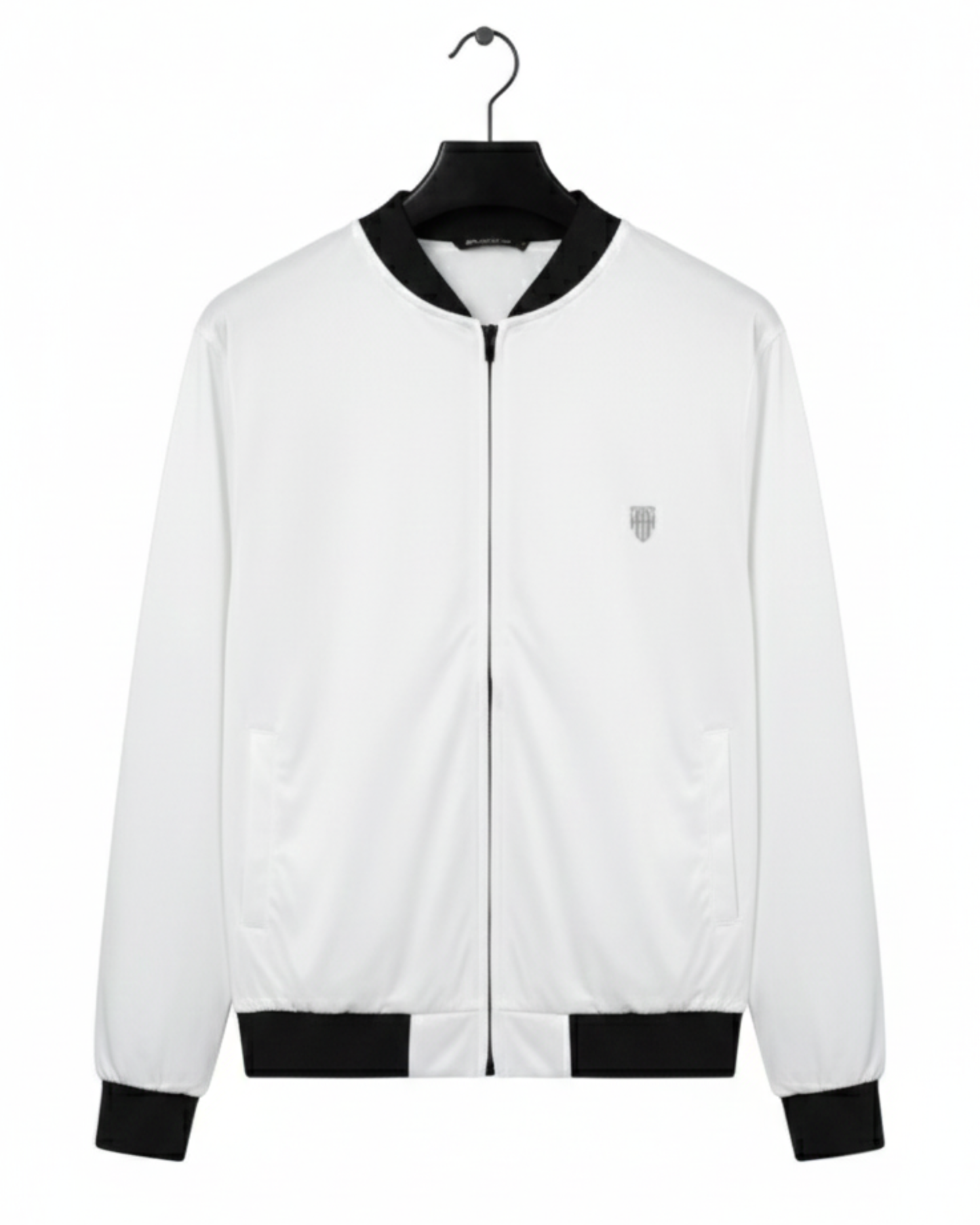 Men's Classic White Bomber Jacket jacket regular fit heavyweight fabric printed design detail view by HAViT Apparel