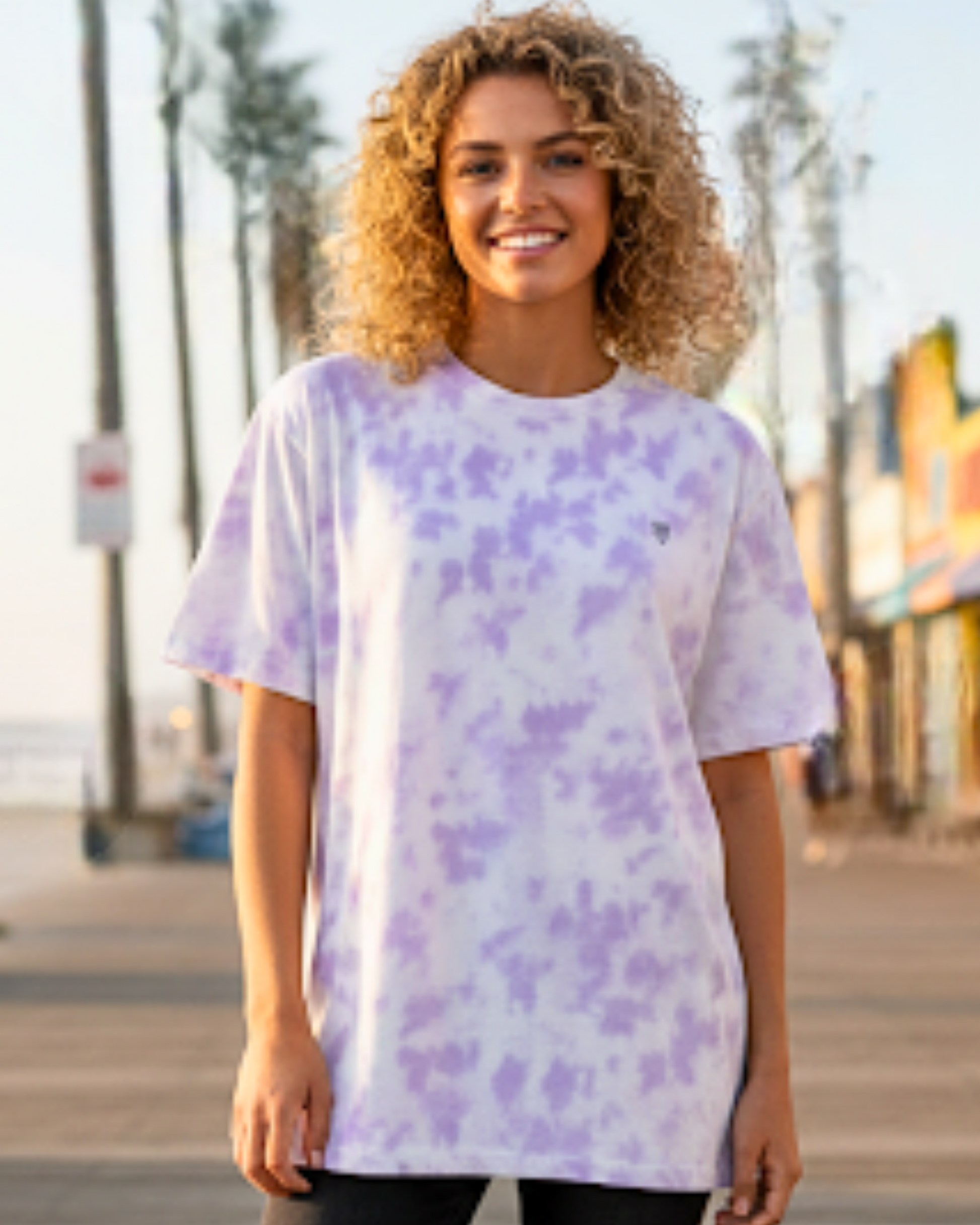 White Lavender- Tie Dye Oversized T-Shirt t-shirt oversized fit cotton fabric heavyweight fabric detail view by HAViT Apparel