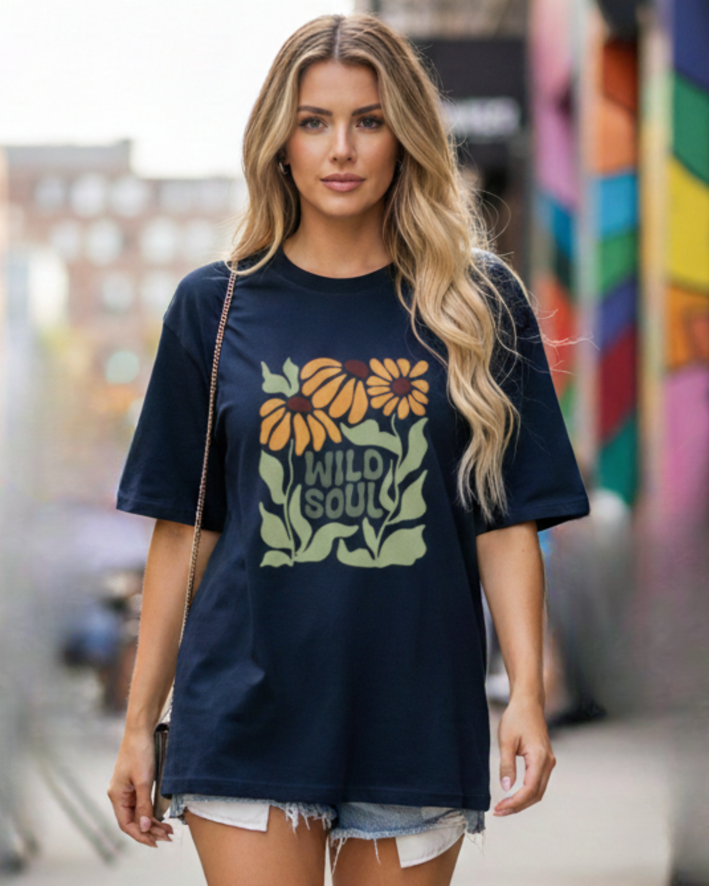 Untamed Soul Oversized Cotton T-Shirt t-shirt oversized fit cotton fabric heavyweight fabric printed design detail view by HAViT Apparel