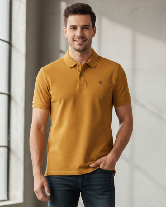 Classic Men's Polo t-shirt regular fit cotton fabric heavyweight fabric detail view by HAViT Apparel